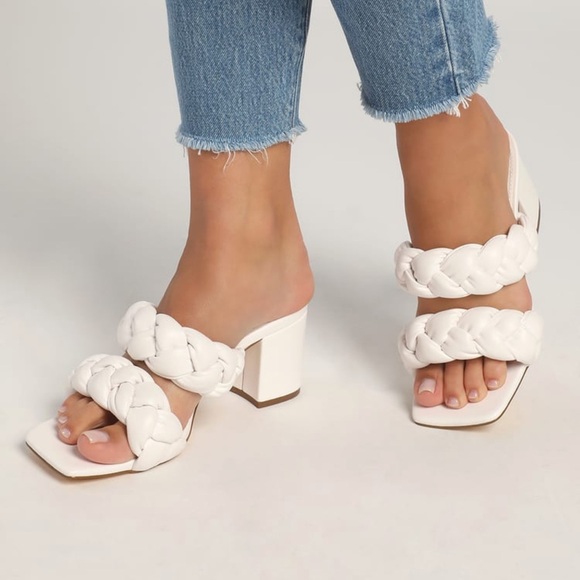 Lulus Shoes - Lulus Swanie white woven sandals size 10